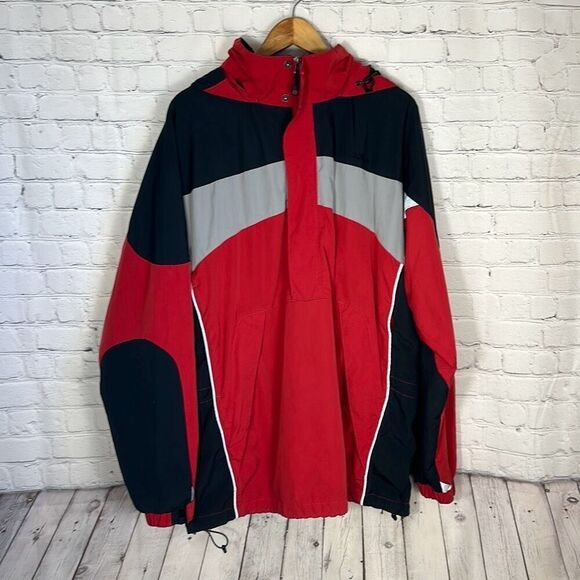 LL Bean Mens Red Polyester Hooded  Coat Jacket Size XXL Style O ABF9 - Picture 1 of 10